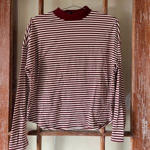 Forever 21 Striped Mock Neck Long Sleeve Top